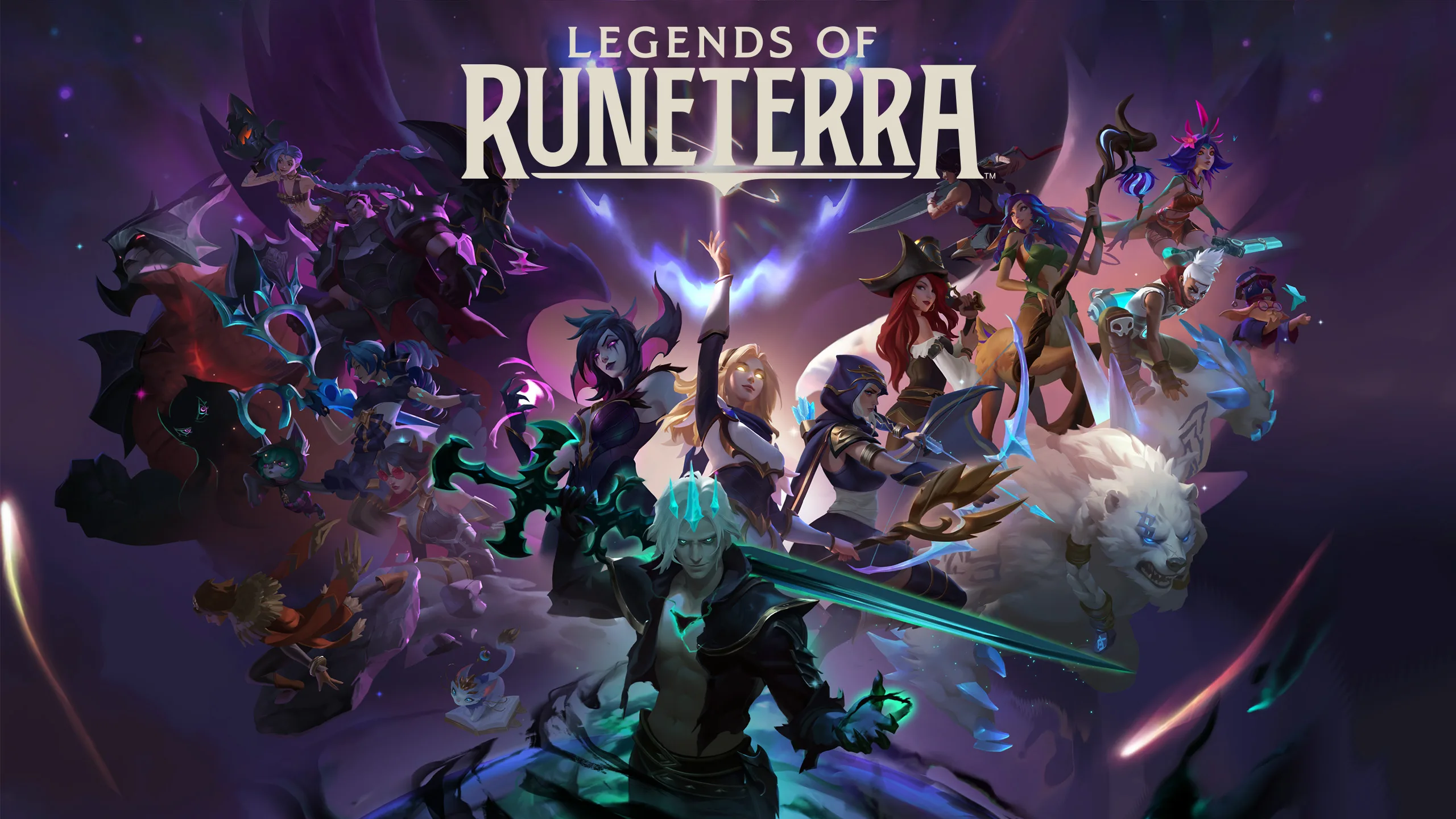 Spieloberfläche von Legends of Runeterra mit Champion-Karten in einem strategischen Duell.